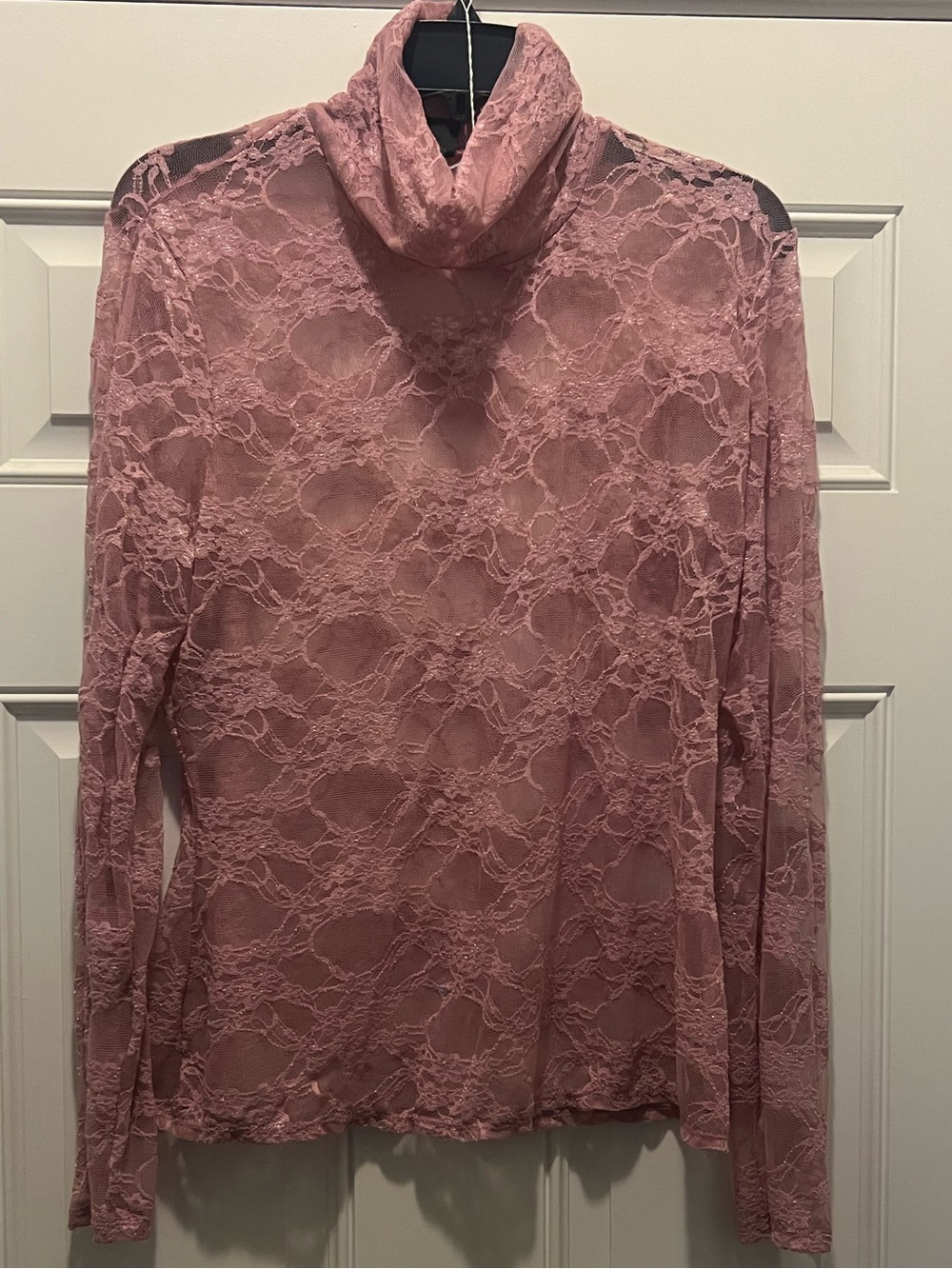 wild fable Sheer Lace Turtleneck Top - Dusty Pink